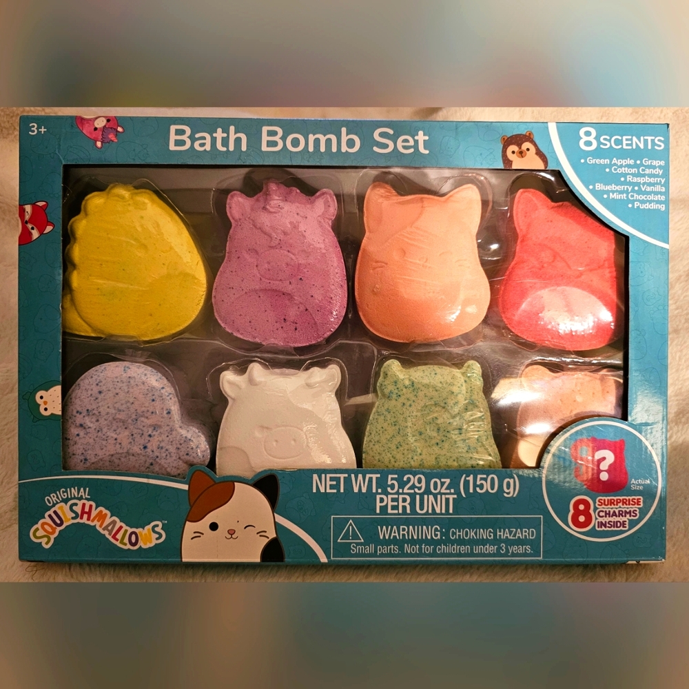 Squishmallows Bath Bomb Gift Set Brand New N Box 8 Scents Surprise Charms Inside